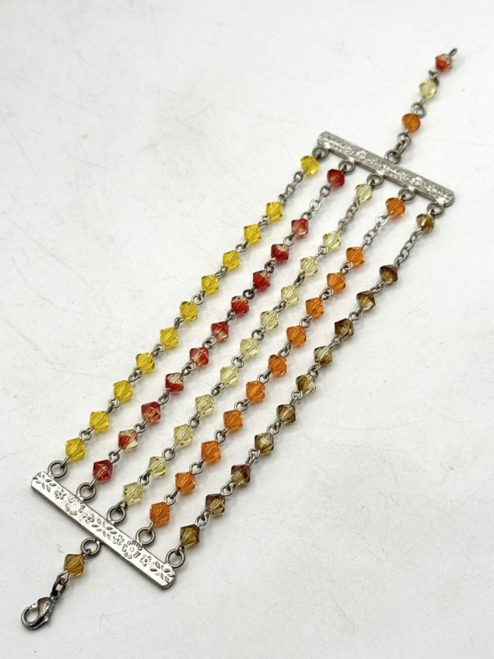 Vintage colorful crystal five strand bracelet
